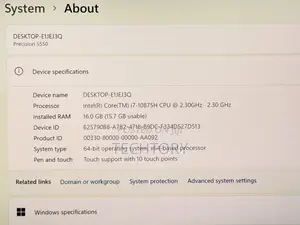 Laptop Dell Precision 5550 16GB Intel Core i7 SSD 512GB