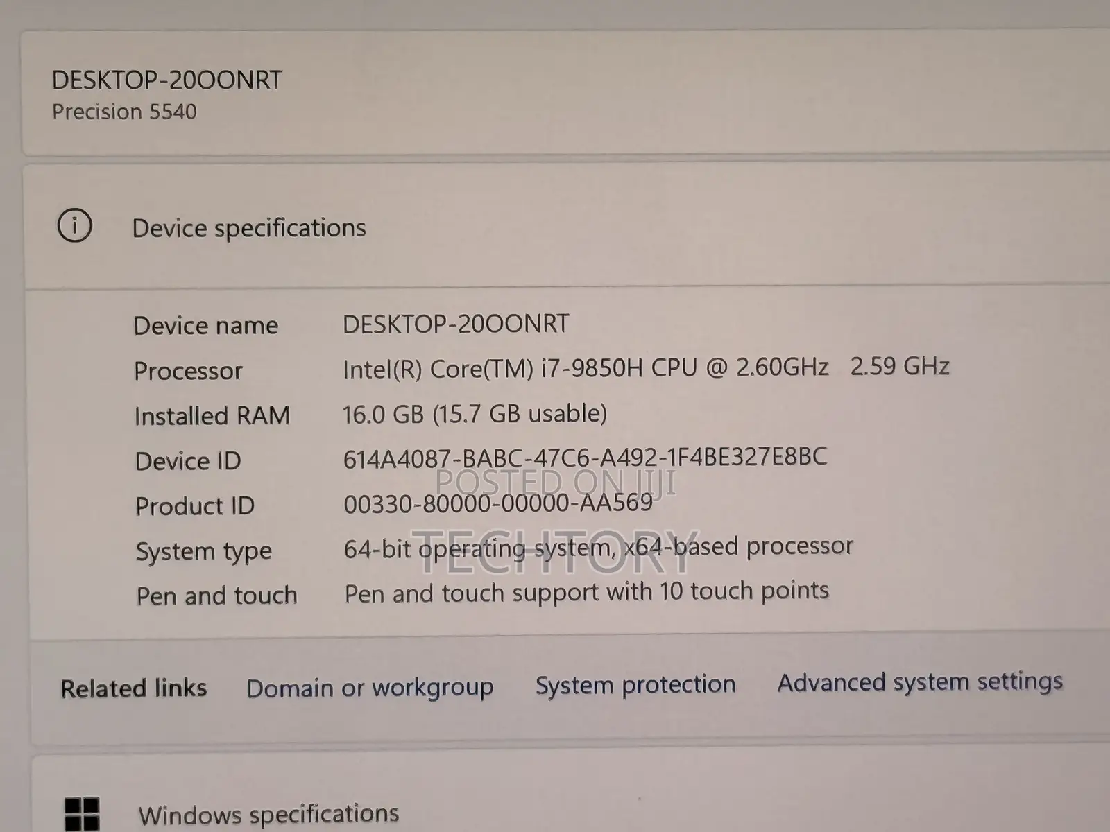 Laptop Dell Precision 5540 16GB Intel Core i7 SSD 512GB
