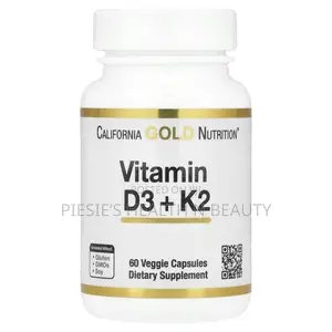 California Gold Nutrition Vitamin D3 + K2, 60 Veggie Capsules
