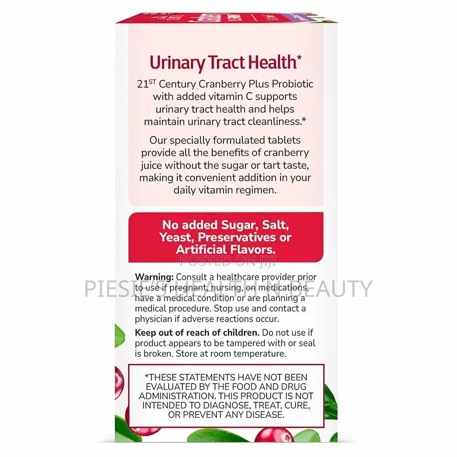 21st Century Cranberry Plus Probiotic Tablets, 60 Count