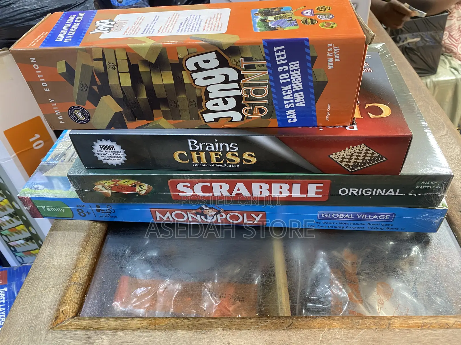 Games (Jenga, Scrabble, Chess and Monopoly)
