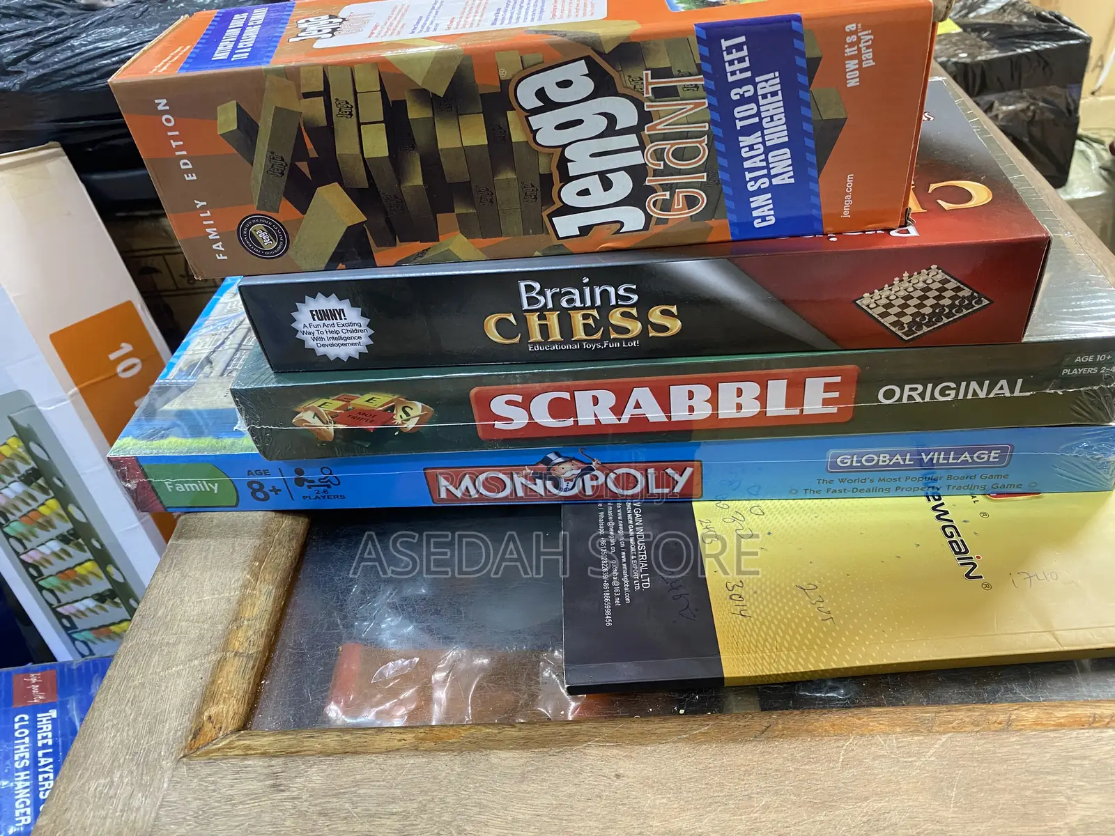 Games (Jenga, Scrabble, Chess and Monopoly)