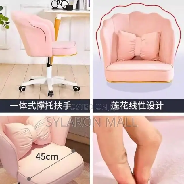 Princess Style Pink Bow Swivel Chair