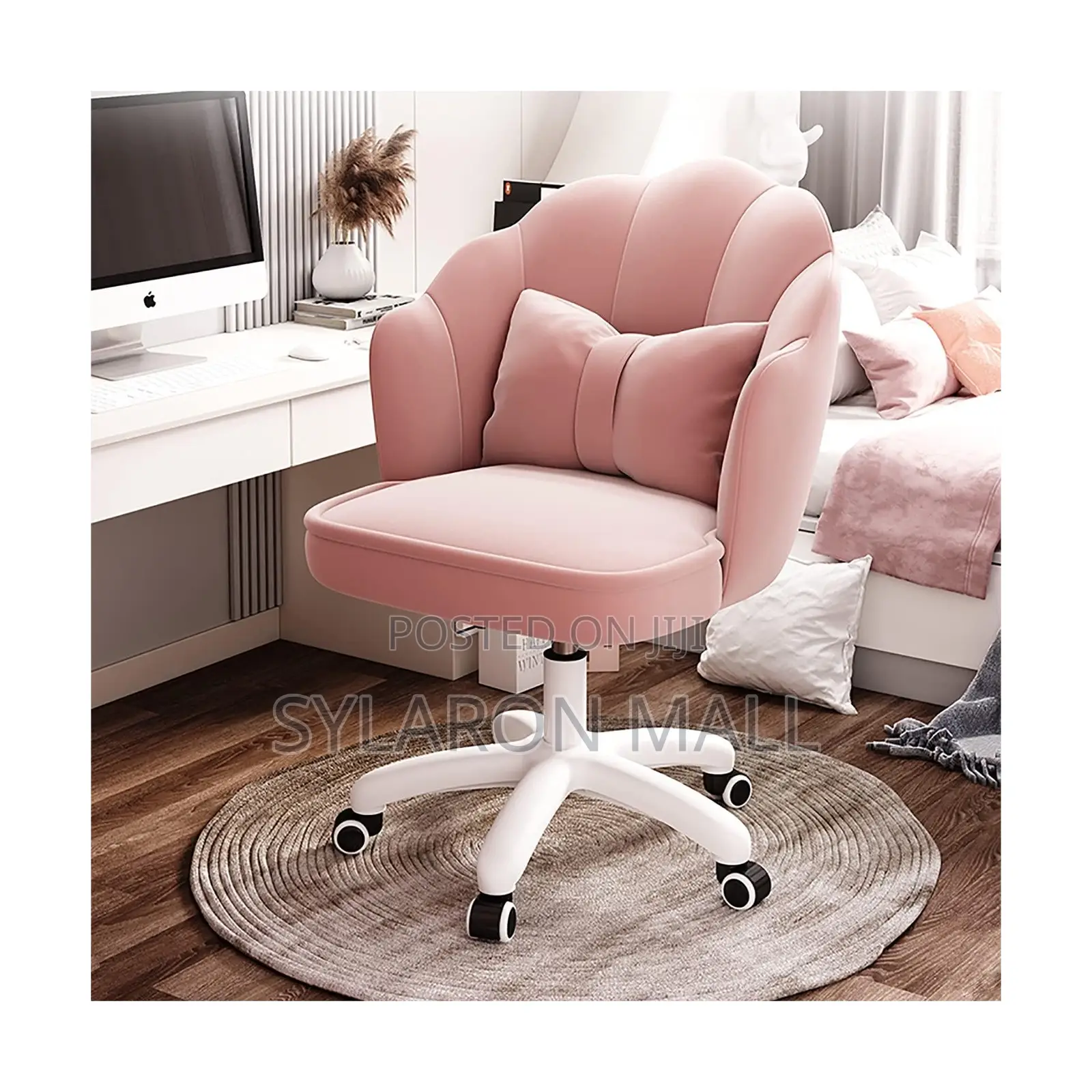 Princess Style Pink Bow Swivel Chair