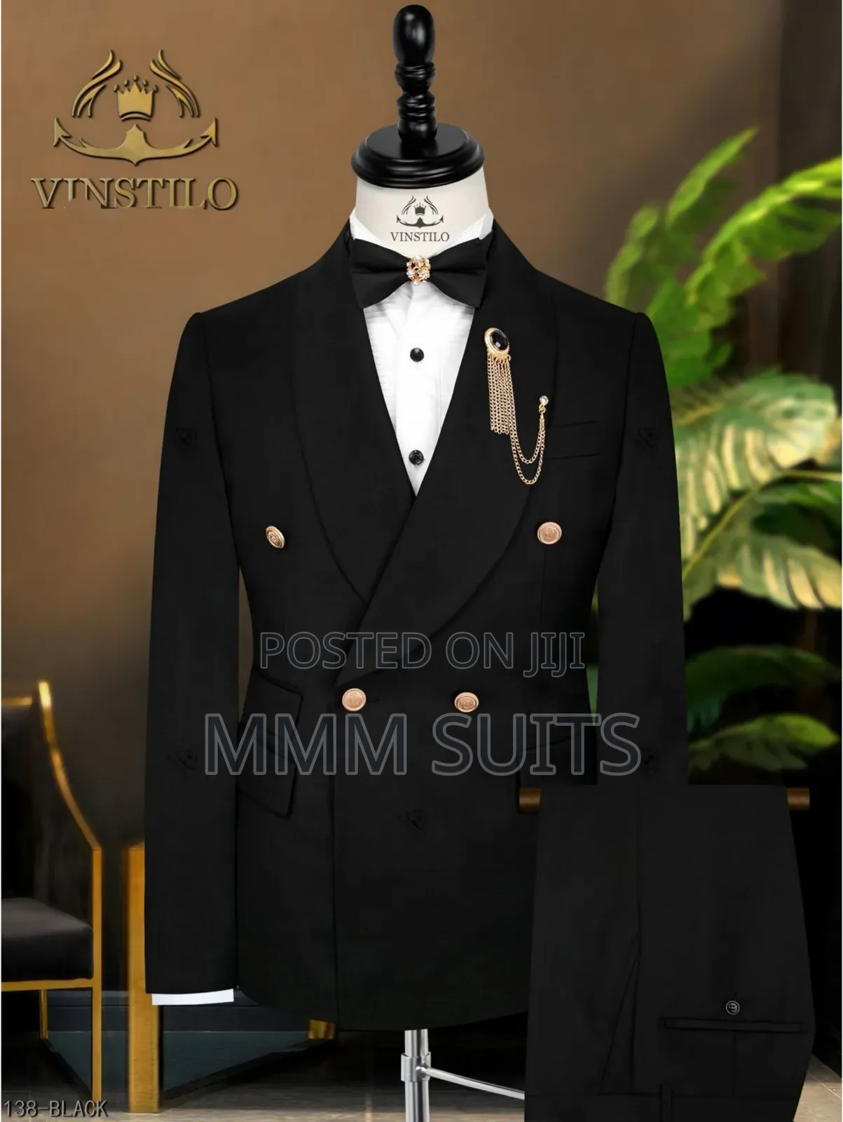 Quality Vinstillo Turkey Black 2-piece Double-breasted Men Suit