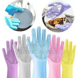 Silicone Dishwashing Gloves With Built-in Scrubber