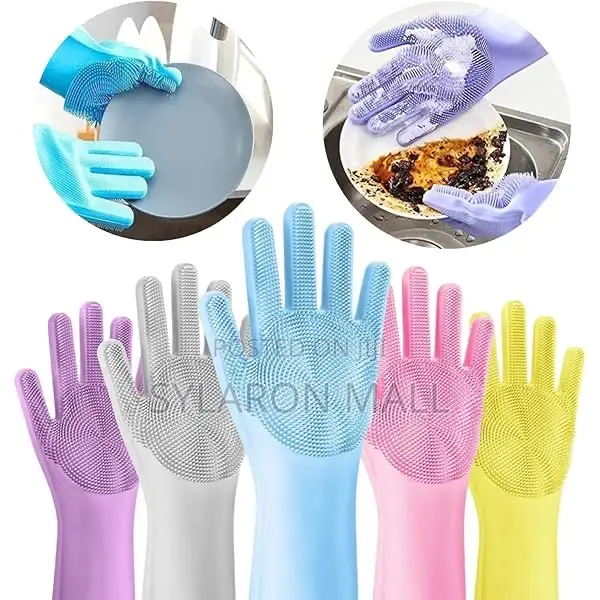 Silicone Dishwashing Gloves With Built-in Scrubber