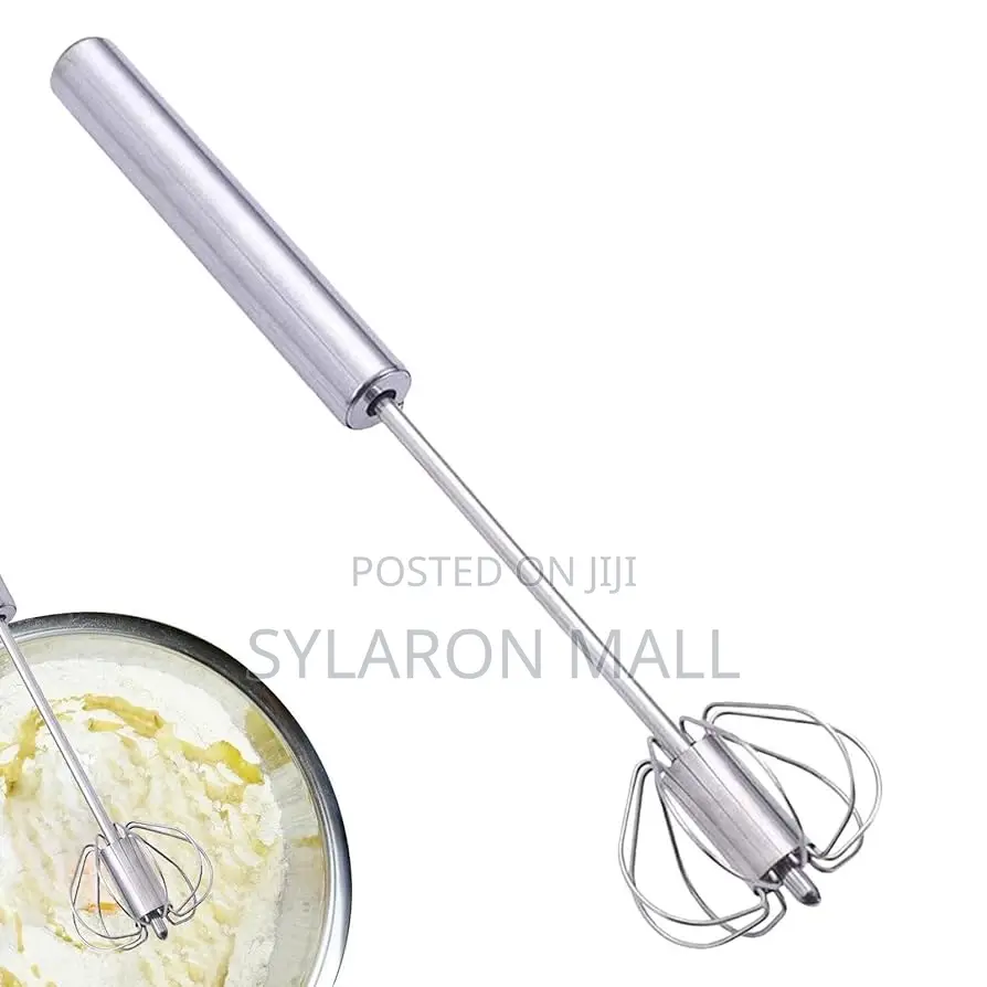 Stainless Steel Hand Push Egg Beater – Automatic Rotating Whisk