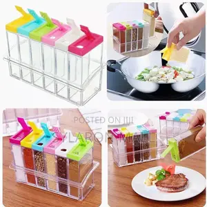 Transparent Acrylic Seasoning Box – 6-Compartment Organizer