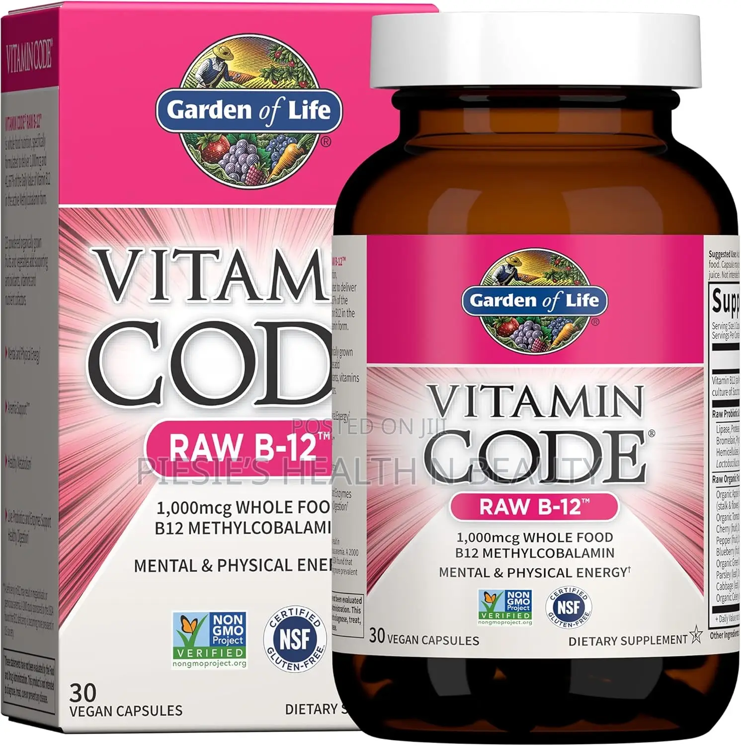 Garden of Life Raw B12, 1000 McG-Whole Food Vitamin for Energy Support