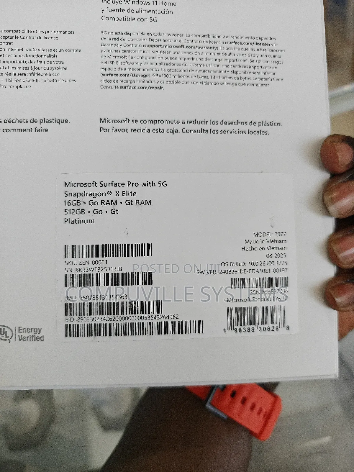 New Microsoft Surface Pro 16GB Qualcomm Snapdragon X Elite SSD 512GB
