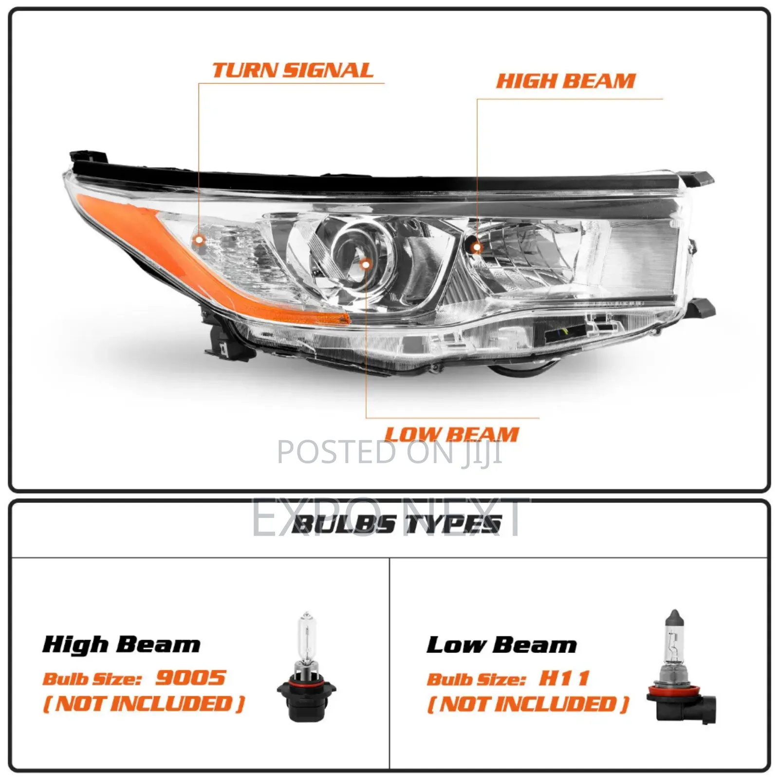 2014-2016 Toyota Highlander Projector Headlight Pair Oem
