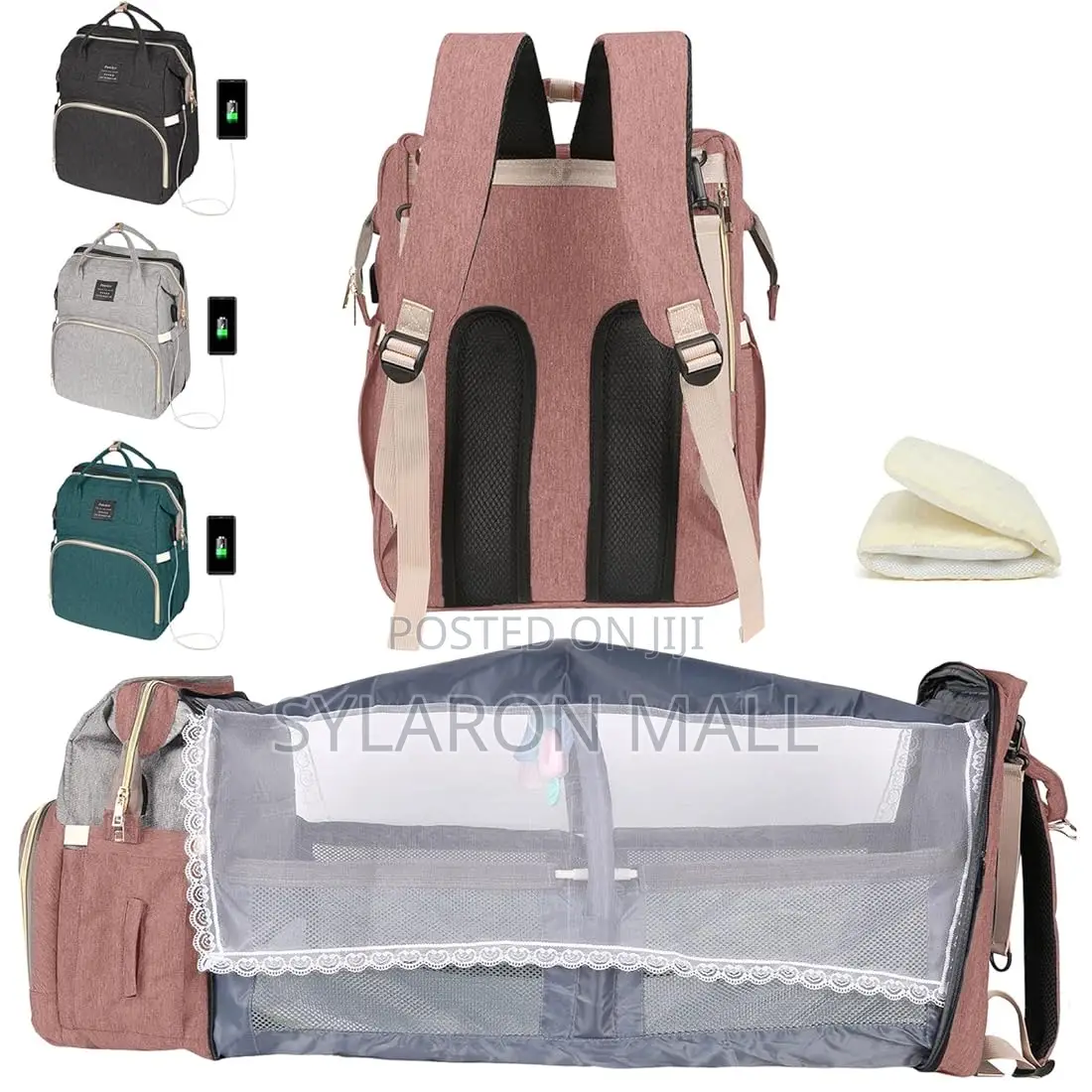 Travel Baby Bag With Foldable Crib Changing Station
