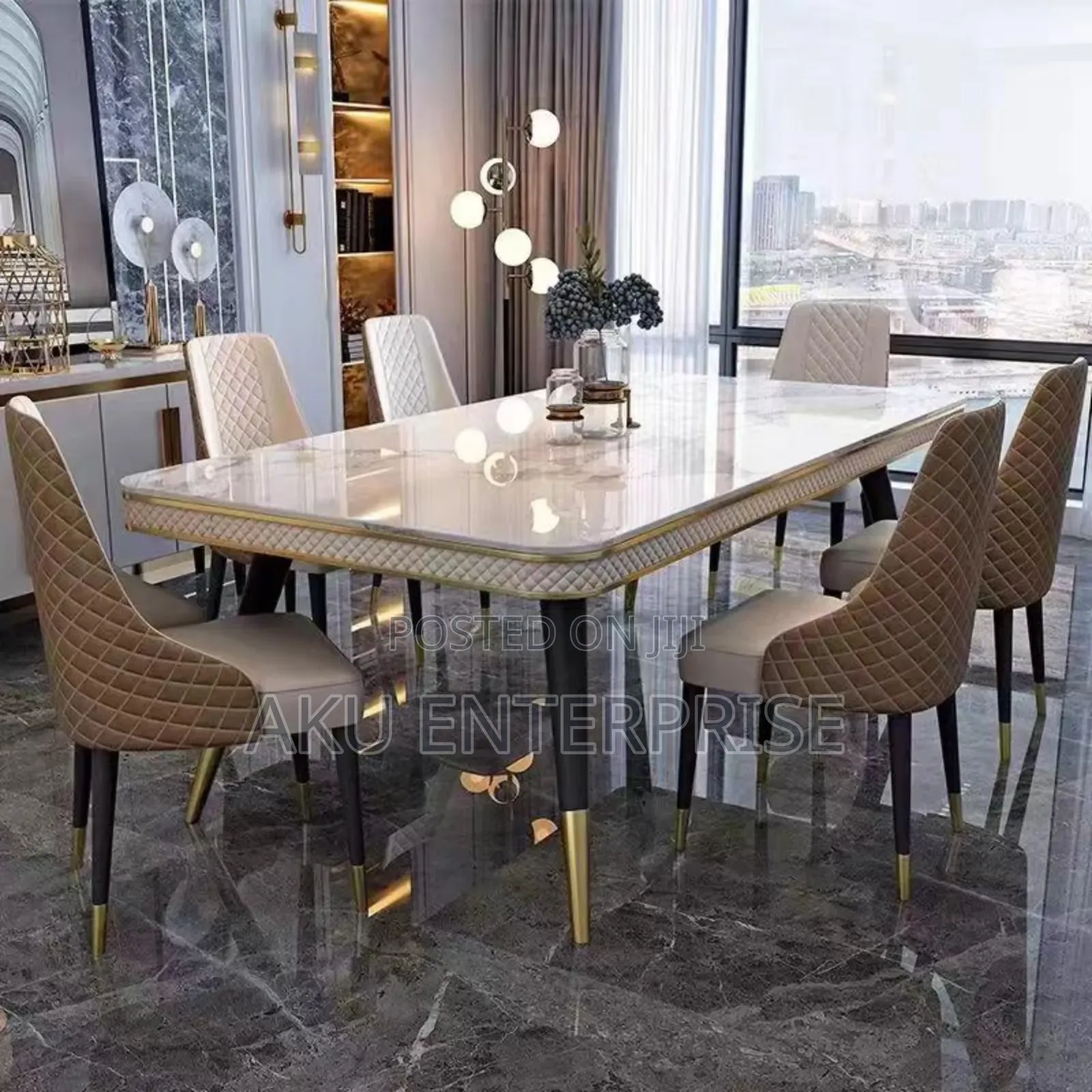 Dinning Table With 6 Chairs Luxury Marble