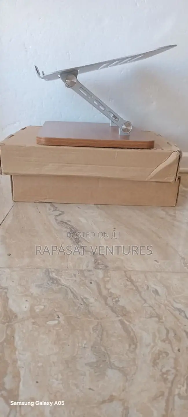 Adjustable Laptop Stand With Wood Base