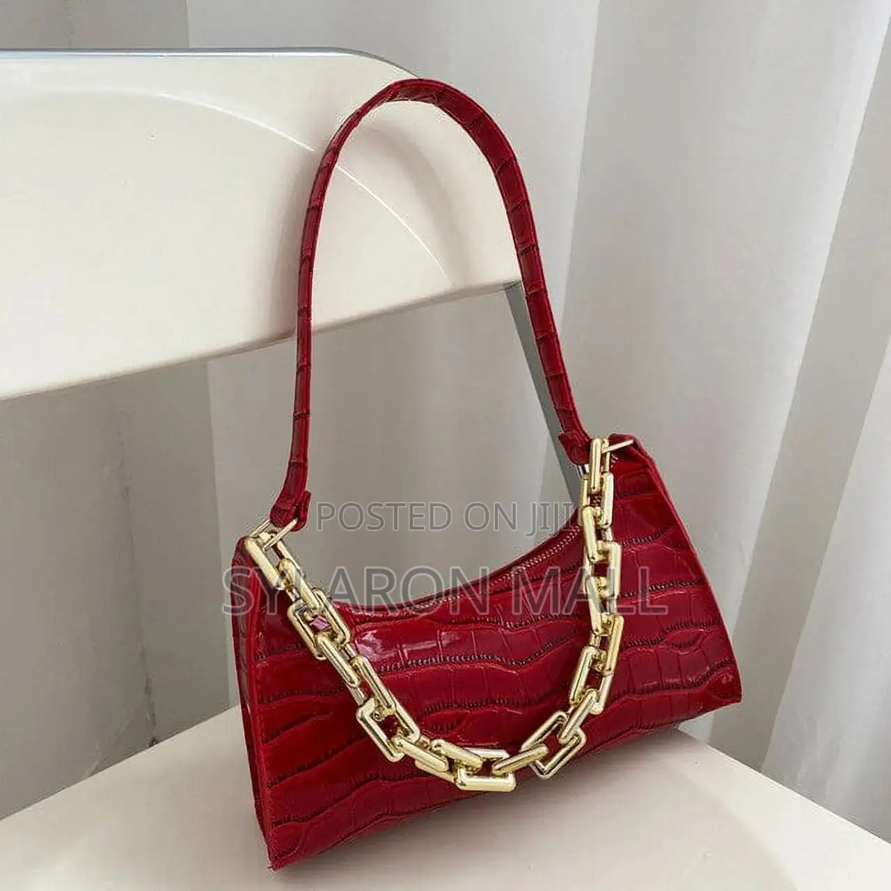 Luxe Croc-Embossed Shoulder Bag