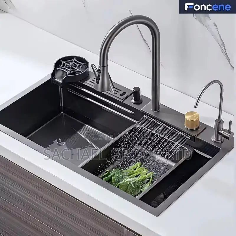 Waterfall Kitchen Sink With Temperature Display