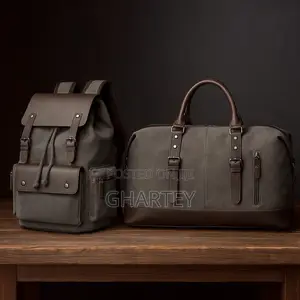 Vintage Canvas Leather Travel Set – Backpack + Duffel Bag Gray
