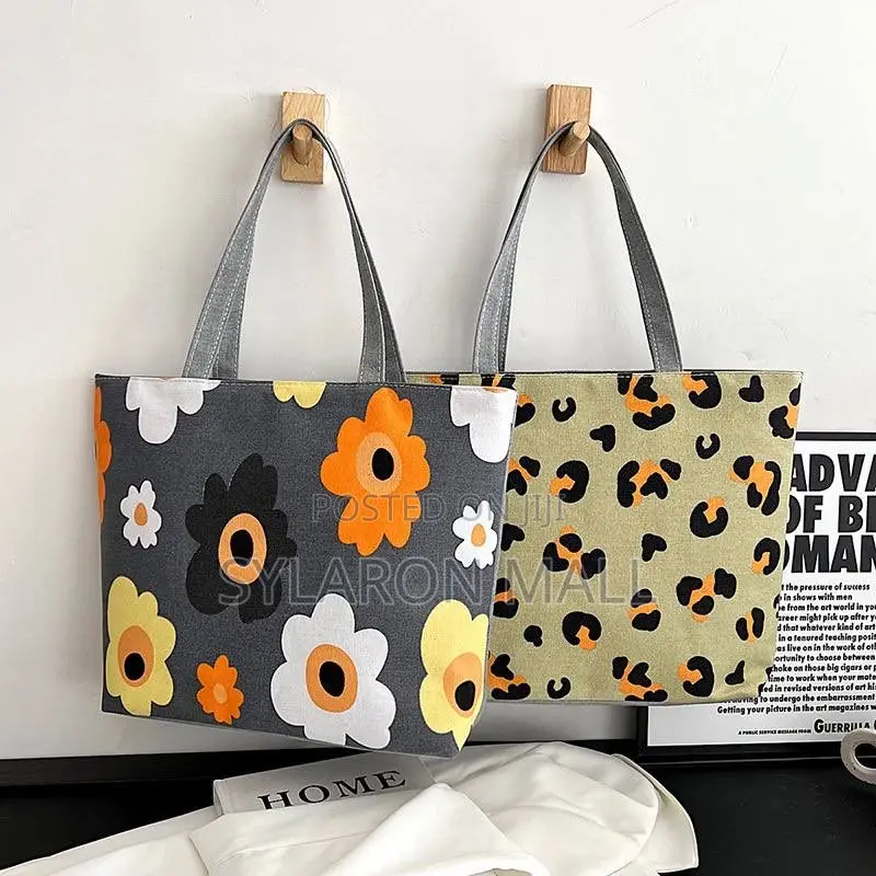 Floral Leopard Print Canvas Tote Bag – Dual Style Choice