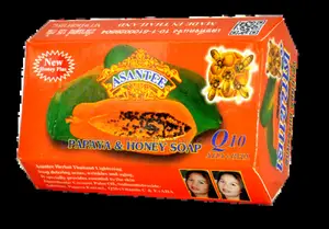 Asantee Herbal Papaya + Honey Soap With Q10, Aha, Bha Skin Whiten 125g