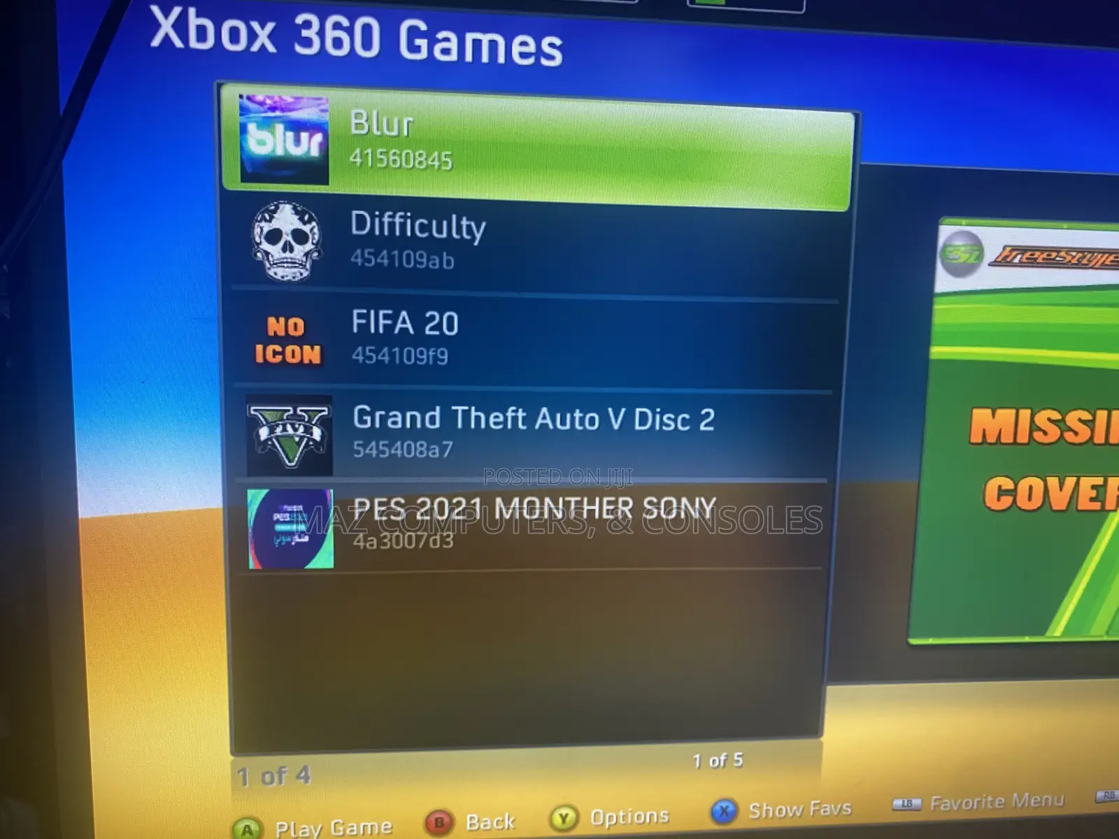 Xbox 360 With 5 Games and Wireless Controller