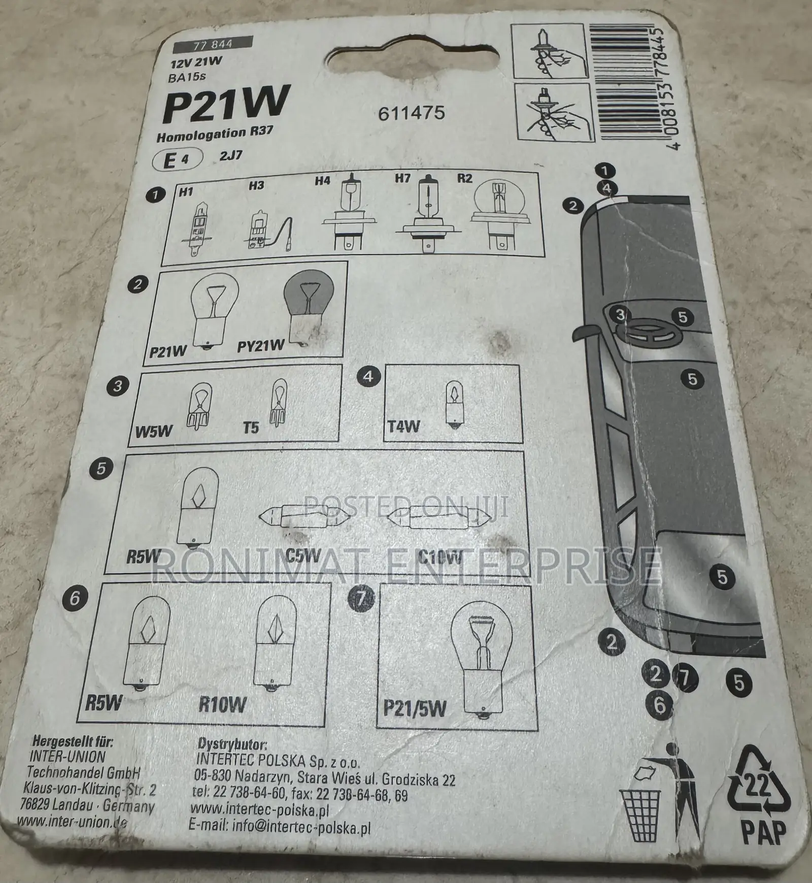 P21w Unitec 12v 21w