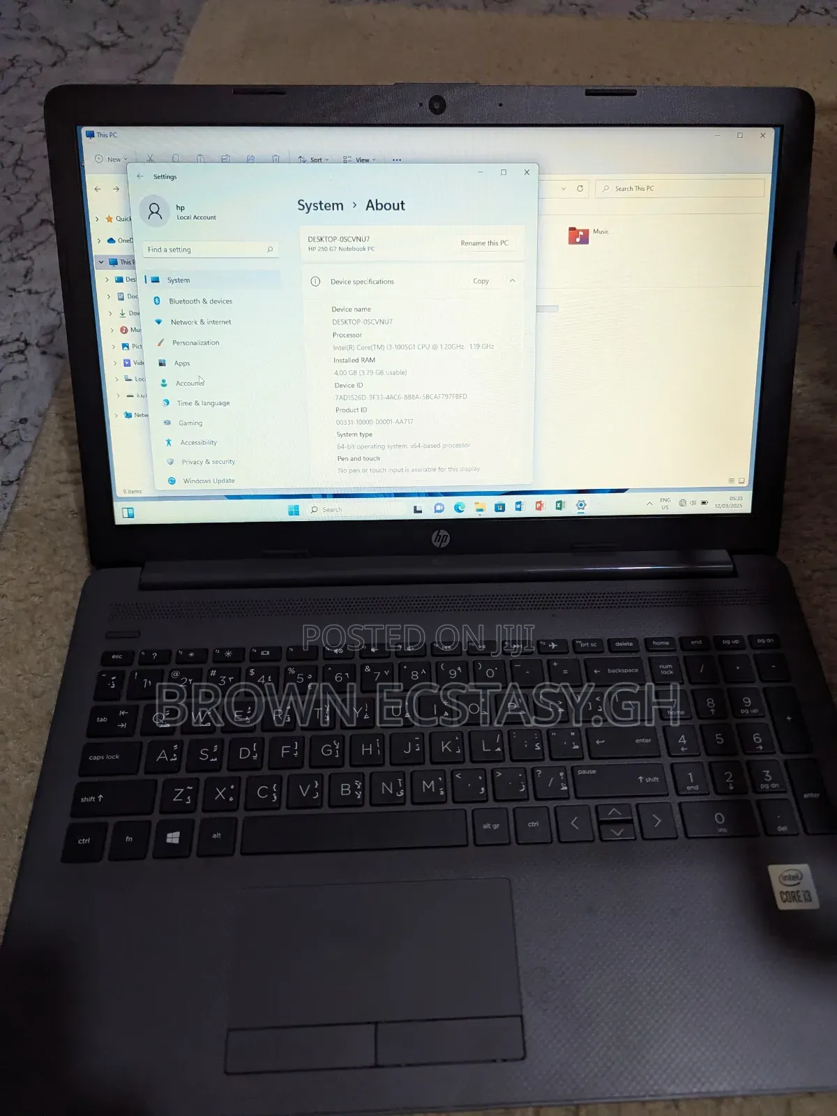 Laptop HP 250 G7 4GB Intel Core I3 HDD+SSD 1T
