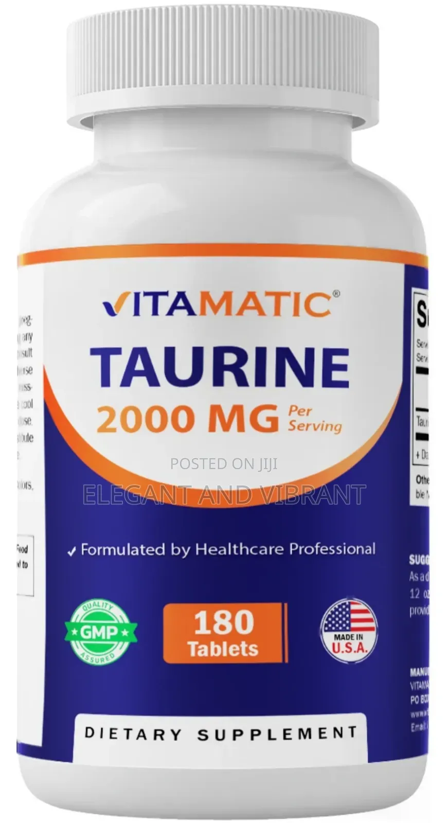 Taurine 2000mg Vegetarian Tablets, 180 Count,