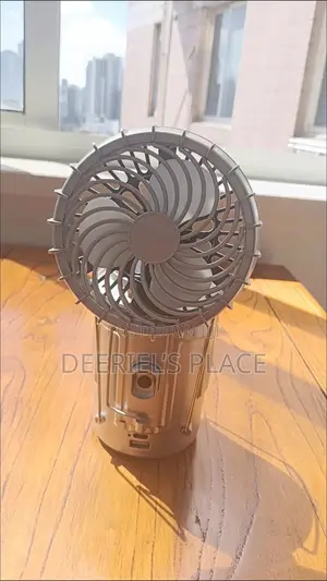 Solar Rechargeable Lamp With A Fan