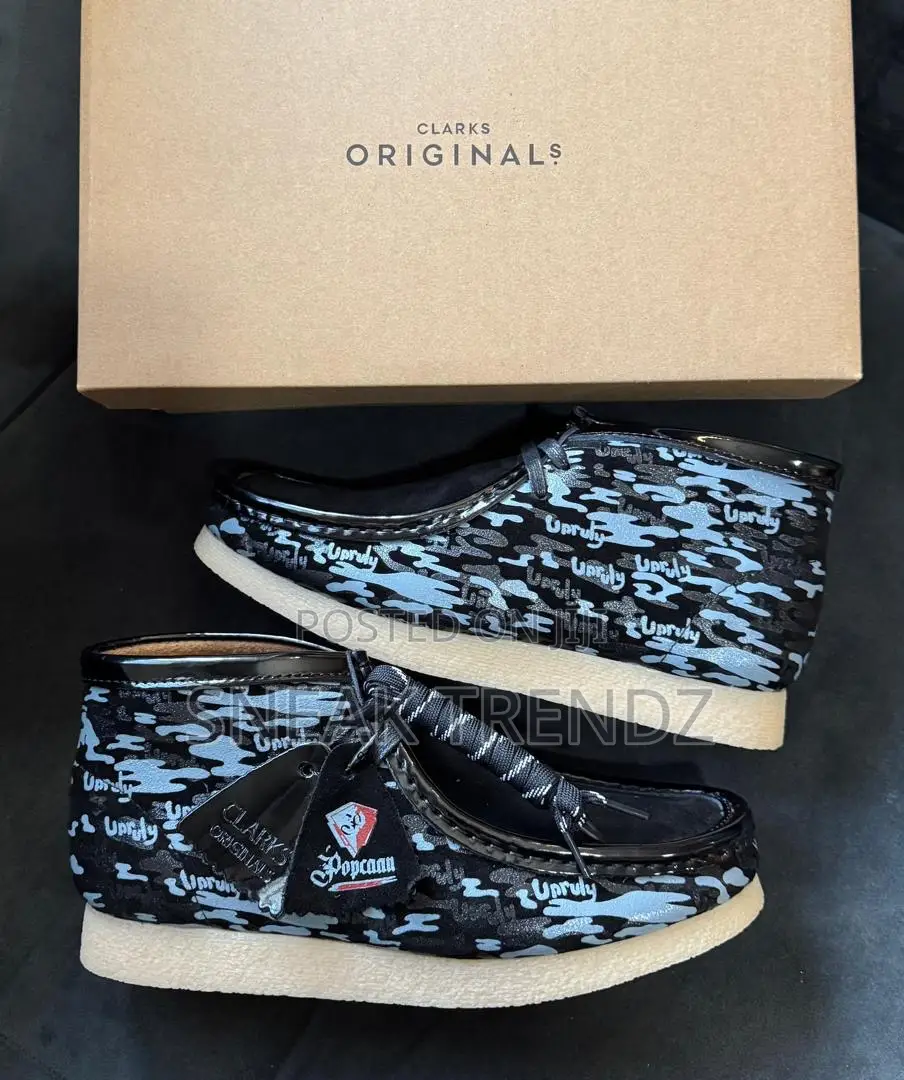 Clarks Wallabies Sea Blue Cream N Black