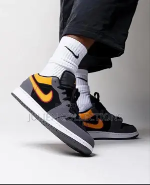 Jordan Retro 1 Low Grey Yellow Black and White