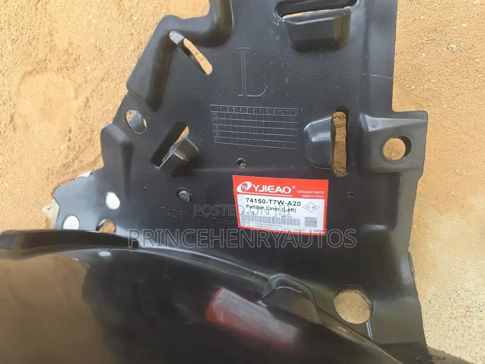 2016 -2022 Honda HRV Left Fender Liner