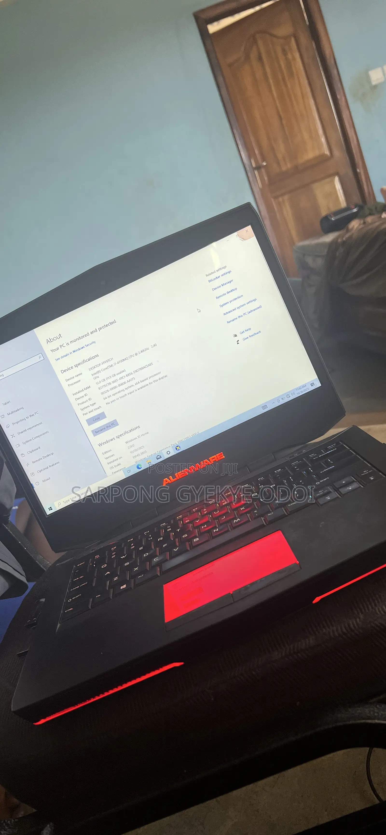 Laptop Alienware M15 r3 12GB Intel Core i7 HDD 700GB