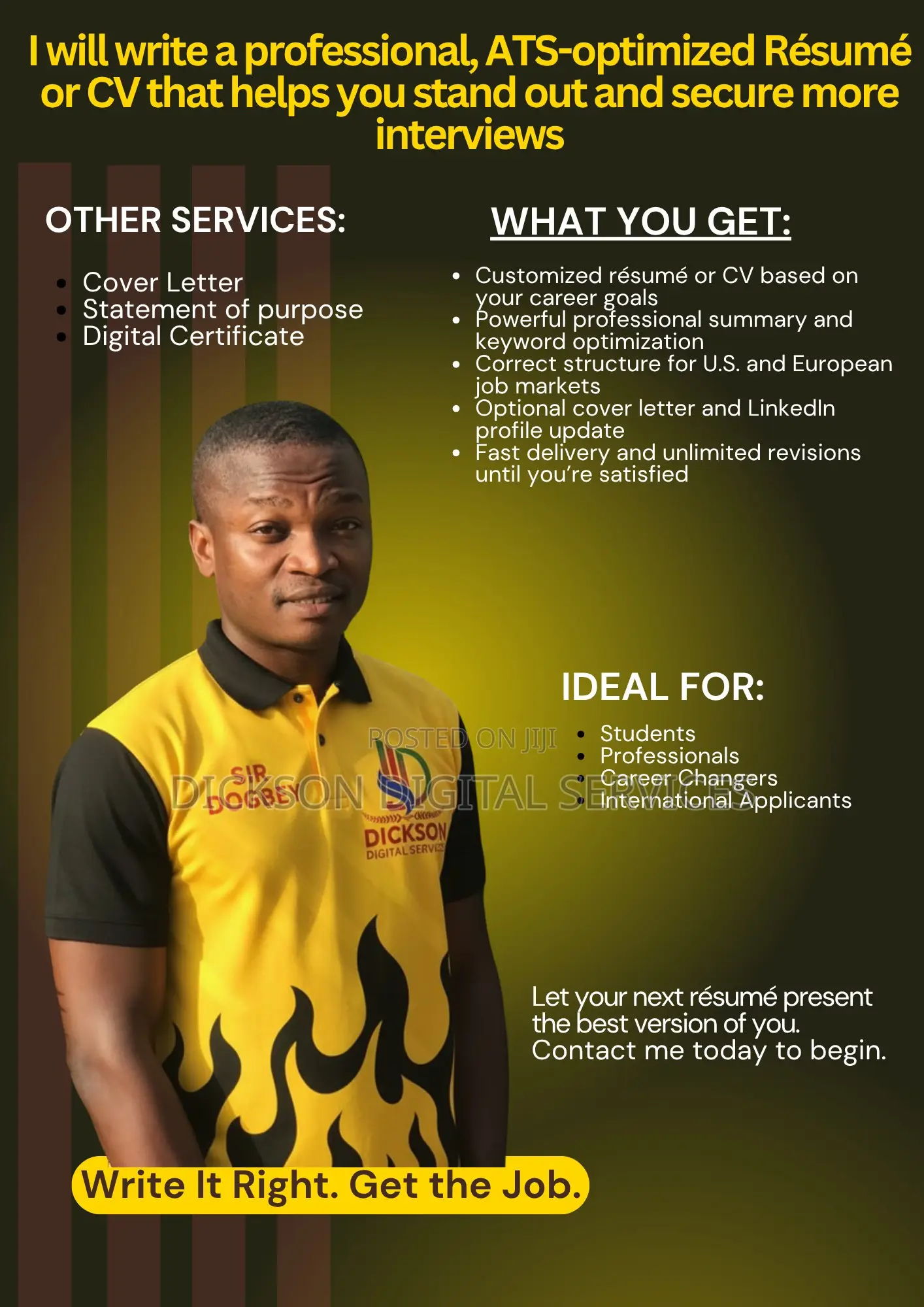 I Write Your International Cv/Resume, And Cover Letter
