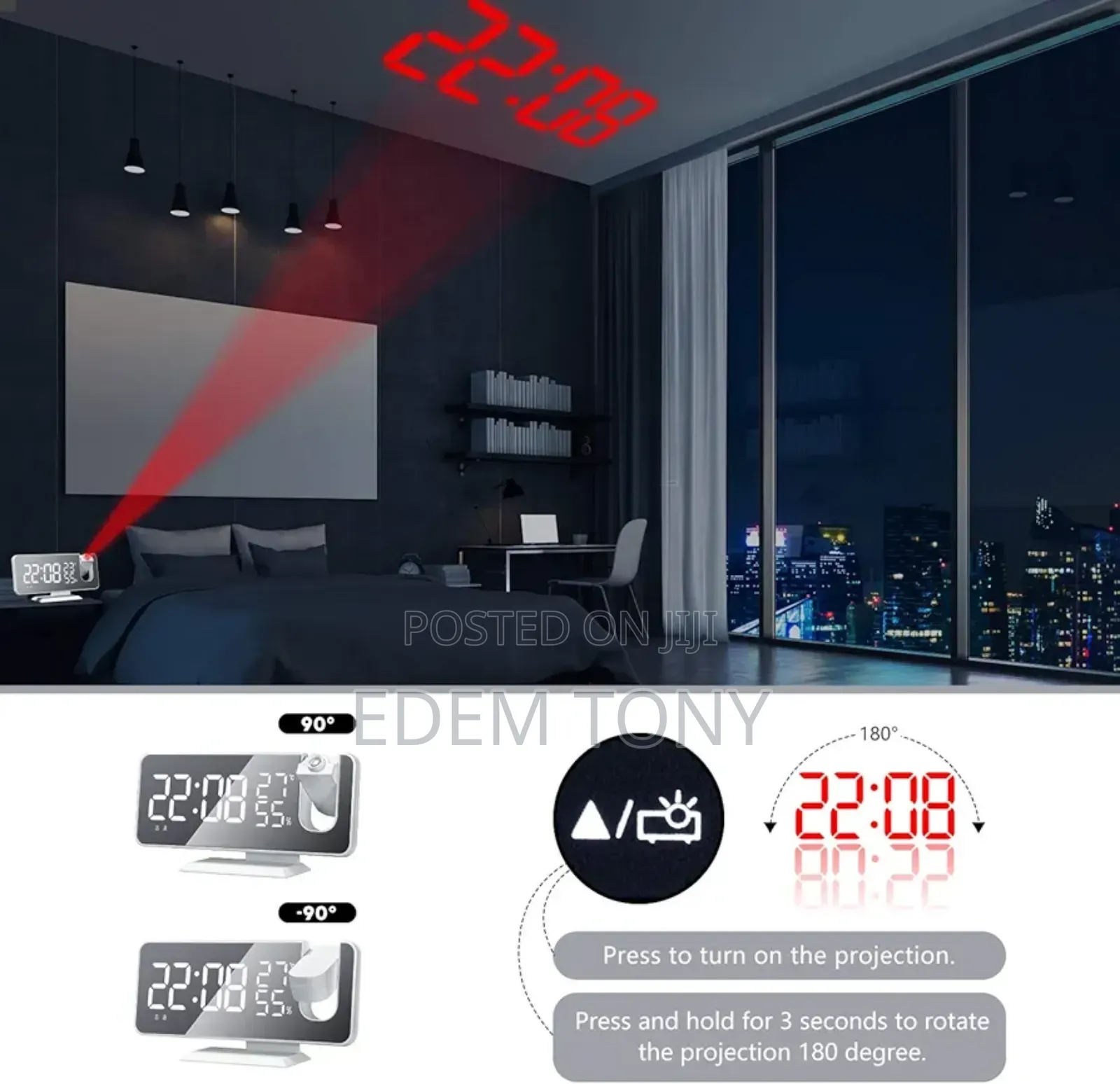 Projector Alarm Clock With Radio