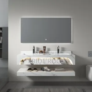Double Cabinet Basin, With Led Mirror and Tap