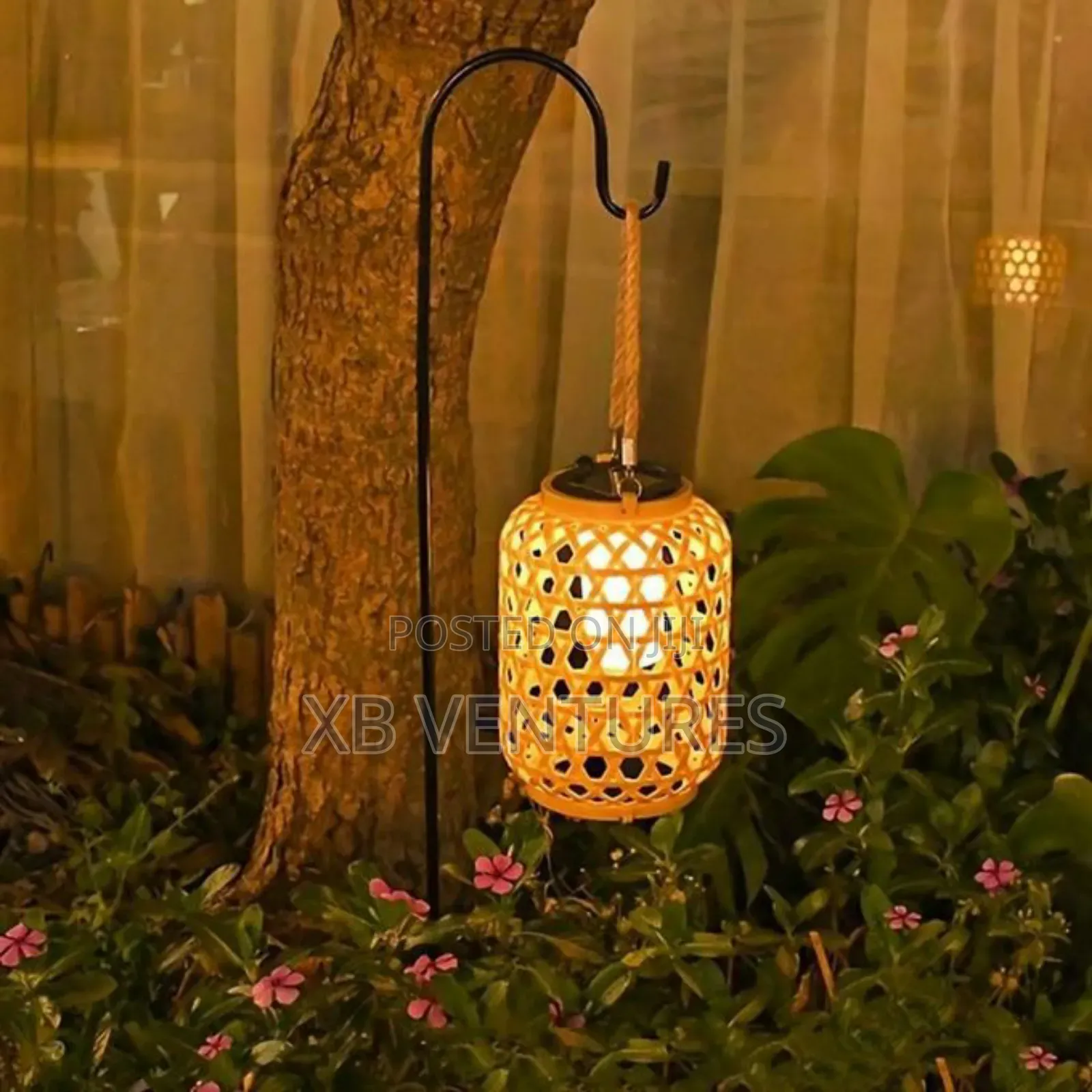 Led Solar Imitation Bamboo Woven Lantern, Garden Decorative Light