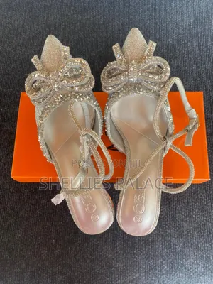 Women's Silver Crystal Heel Sandals. Size 38 Open