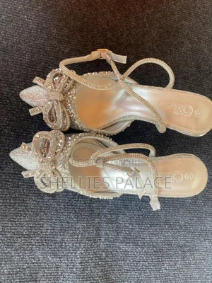 Women's Silver Crystal Heel Sandals. Size 38 Open