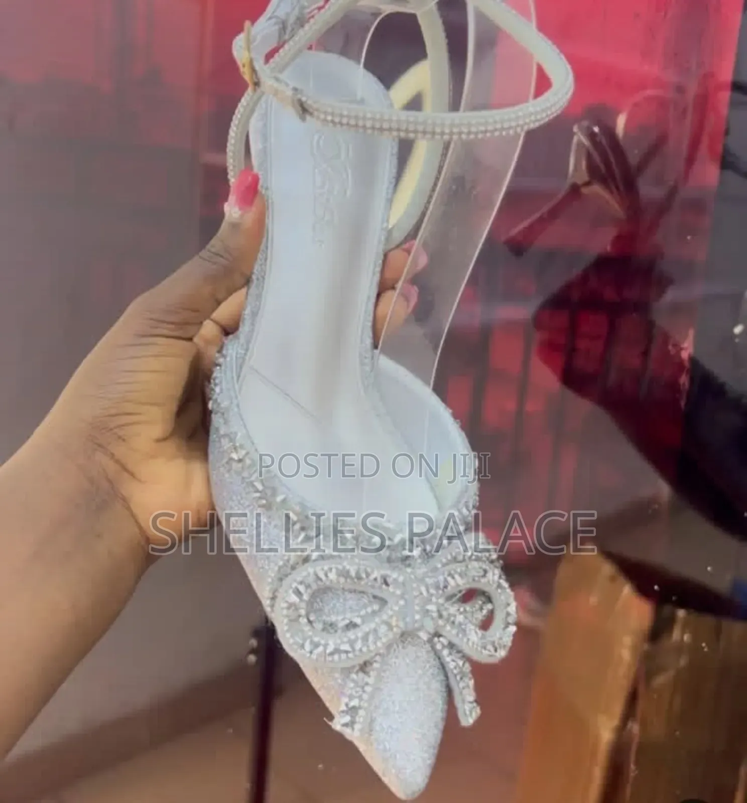 Women's Silver Crystal Heel Sandals. Size 38 Open