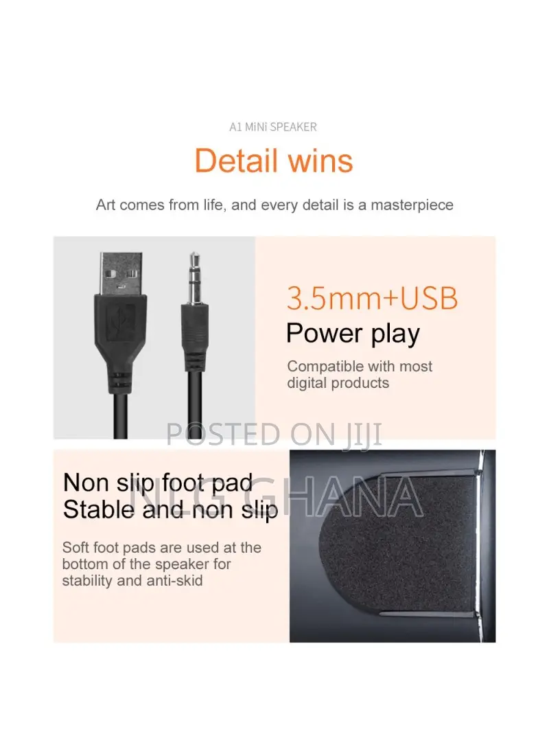 3.5mm+Usb Mini Square Wired Speaker Computer Multimedia.