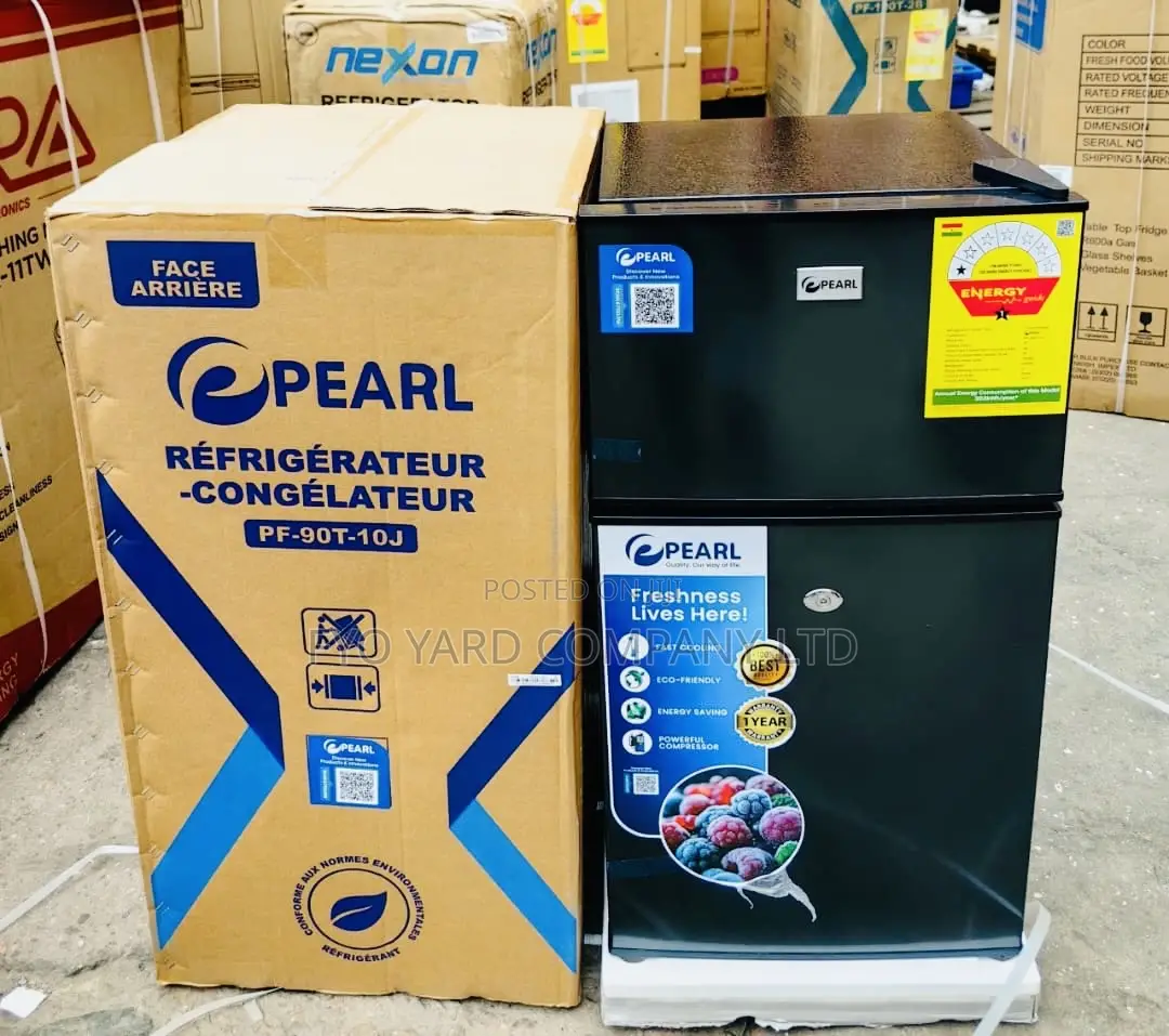 Pearl Table Top Double Door 80ltrs Black Fridge