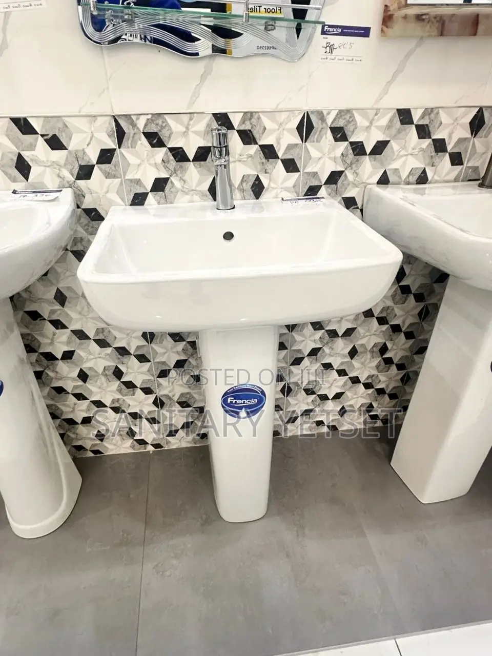 Frencia Square Wash Hand Basin With Pedestal Complete