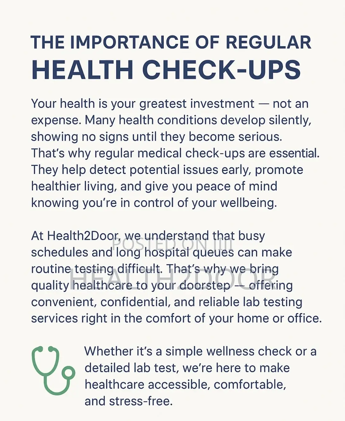 Healthcare and Lab Testing at the Comfort of Your Home and Office