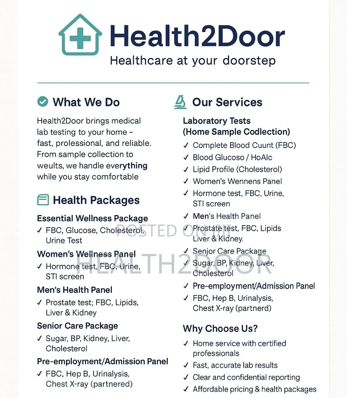Healthcare and Lab Testing at the Comfort of Your Home and Office