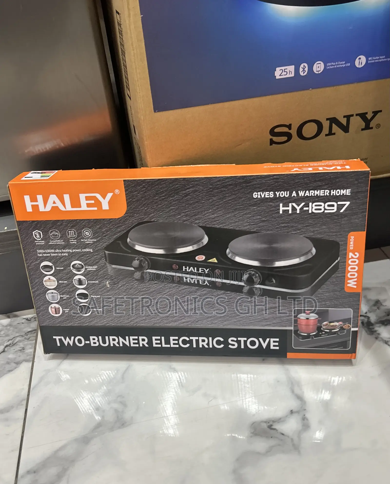 Brand New Neat Electric 2000 Watts Plate 2 Hub Haley Hy-1897 Black