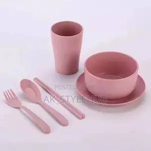 6pcs Tableware Set Wheat Straw Cutlery