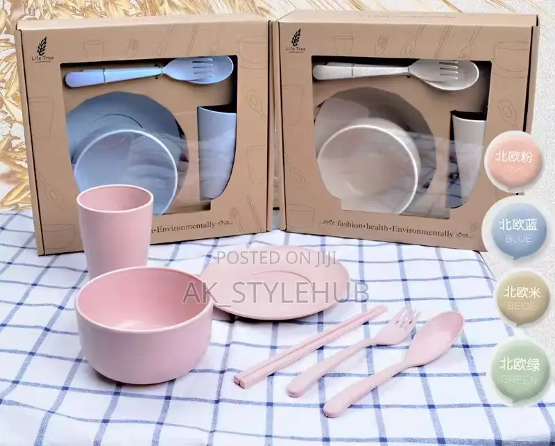 6pcs Tableware Set Wheat Straw Cutlery