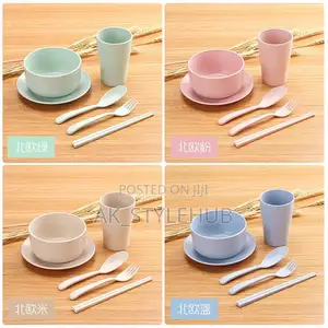6pcs Tableware Set Wheat Straw Cutlery