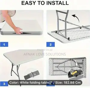 8 Seater White Foldable Table